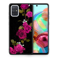 Thumbnail for Θήκη Samsung A71 Red Roses Flower από τη Smartfits με σχέδιο στο πίσω μέρος και μαύρο περίβλημα | Samsung A71 Red Roses Flower case with colorful back and black bezels