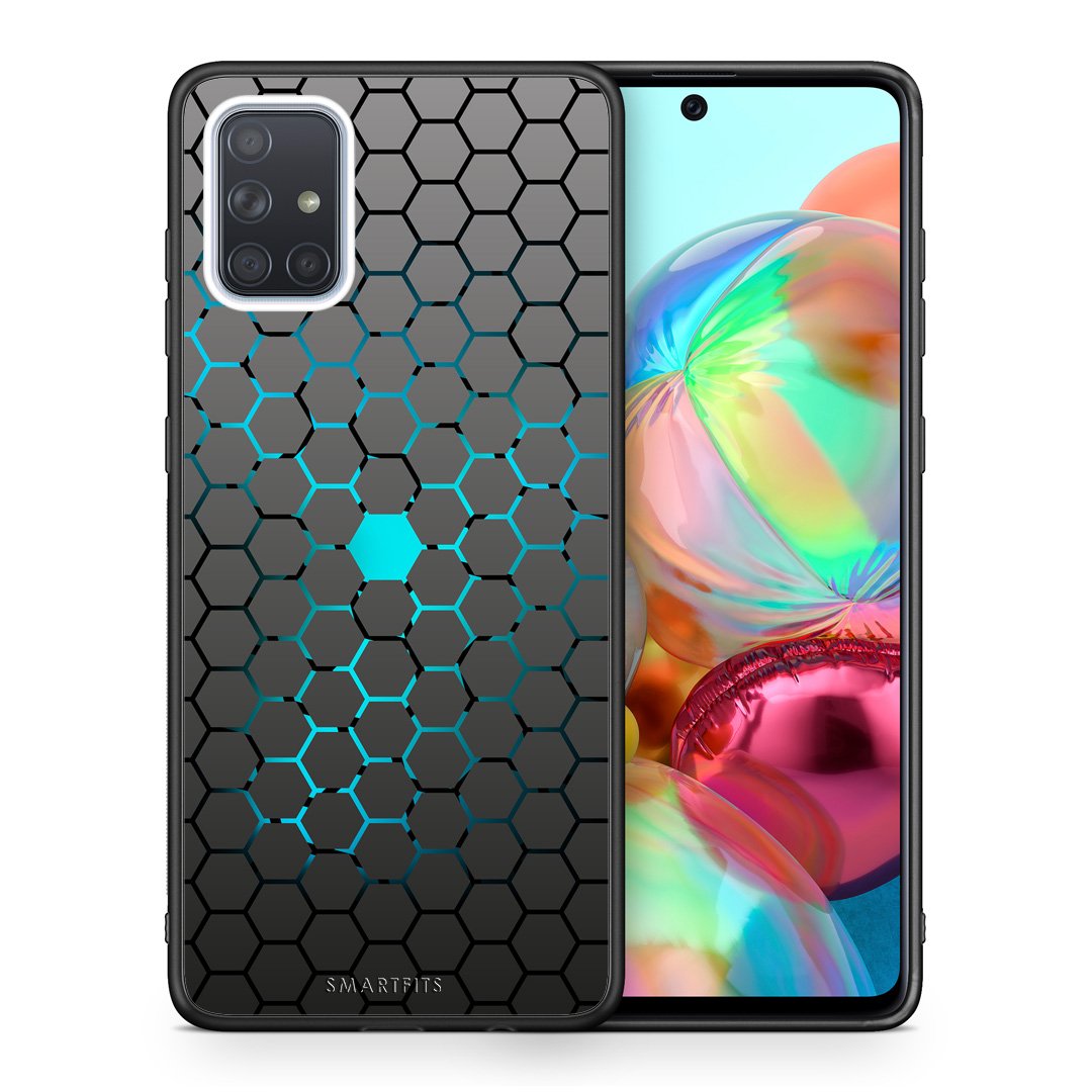 Θήκη Samsung A71 Hexagonal Geometric από τη Smartfits με σχέδιο στο πίσω μέρος και μαύρο περίβλημα | Samsung A71 Hexagonal Geometric case with colorful back and black bezels