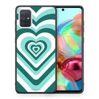 Thumbnail for Θήκη Samsung A71 Green Hearts από τη Smartfits με σχέδιο στο πίσω μέρος και μαύρο περίβλημα | Samsung A71 Green Hearts case with colorful back and black bezels