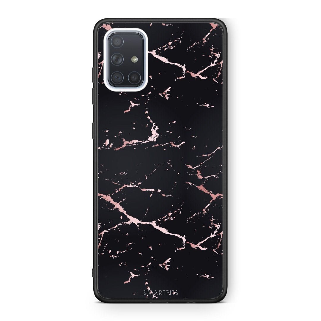 4 - Samsung A71 Black Rosegold Marble case, cover, bumper