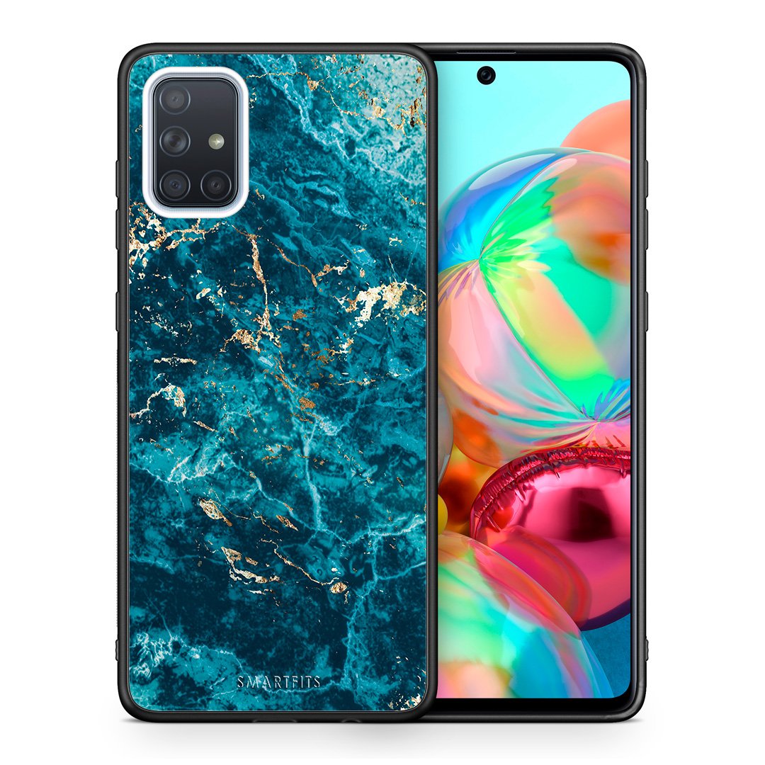 Θήκη Samsung A71 Marble Blue από τη Smartfits με σχέδιο στο πίσω μέρος και μαύρο περίβλημα | Samsung A71 Marble Blue case with colorful back and black bezels