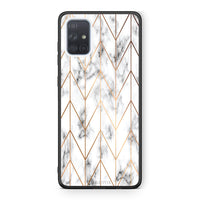 Thumbnail for 44 - Samsung A51 Gold Geometric Marble case, cover, bumper