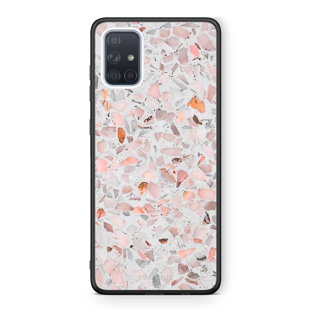 Samsung A71 Marble Terrazzo θήκη από τη Smartfits με σχέδιο στο πίσω μέρος και μαύρο περίβλημα | Smartphone case with colorful back and black bezels by Smartfits