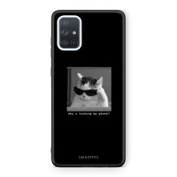 Thumbnail for Samsung A51 Meme Cat θήκη από τη Smartfits με σχέδιο στο πίσω μέρος και μαύρο περίβλημα | Smartphone case with colorful back and black bezels by Smartfits