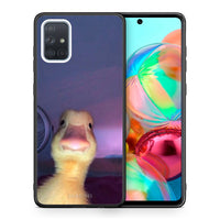 Thumbnail for Θήκη Samsung A71 Meme Duck από τη Smartfits με σχέδιο στο πίσω μέρος και μαύρο περίβλημα | Samsung A71 Meme Duck case with colorful back and black bezels