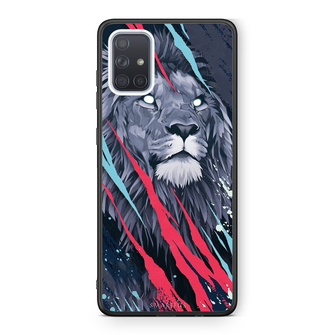 4 - Samsung A51 Lion Designer PopArt case, cover, bumper