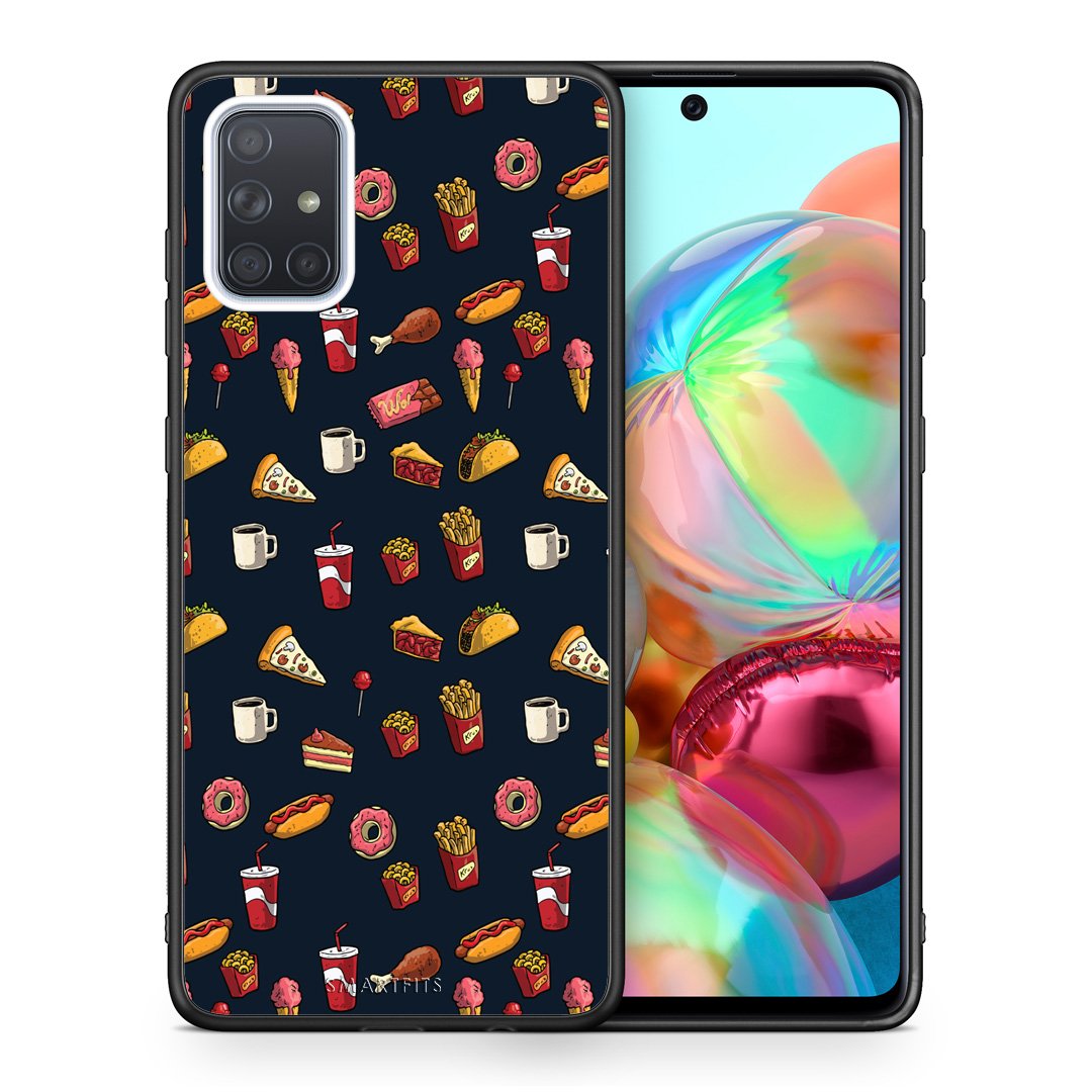 Θήκη Samsung A71 Hungry Random από τη Smartfits με σχέδιο στο πίσω μέρος και μαύρο περίβλημα | Samsung A71 Hungry Random case with colorful back and black bezels