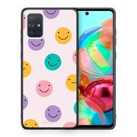 Thumbnail for Θήκη Samsung A71 Smiley Faces από τη Smartfits με σχέδιο στο πίσω μέρος και μαύρο περίβλημα | Samsung A71 Smiley Faces case with colorful back and black bezels