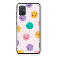 Thumbnail for Samsung A71 Smiley Faces θήκη από τη Smartfits με σχέδιο στο πίσω μέρος και μαύρο περίβλημα | Smartphone case with colorful back and black bezels by Smartfits