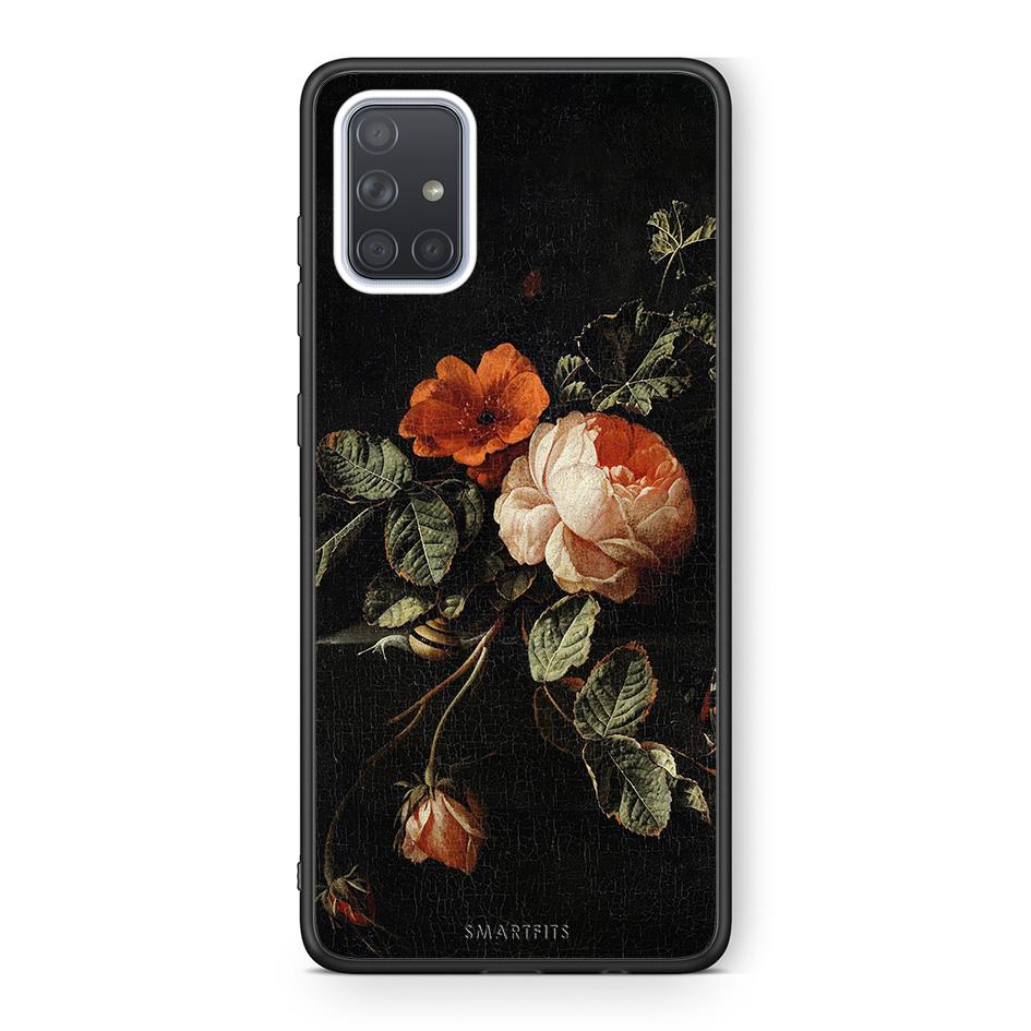 Samsung A71 Vintage Roses θήκη από τη Smartfits με σχέδιο στο πίσω μέρος και μαύρο περίβλημα | Smartphone case with colorful back and black bezels by Smartfits