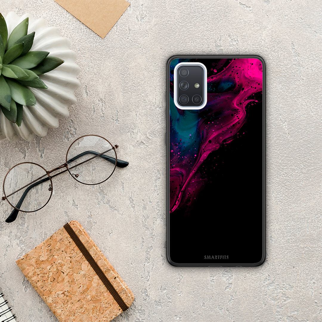 Watercolor Pink Black - Samsung Galaxy A71 case