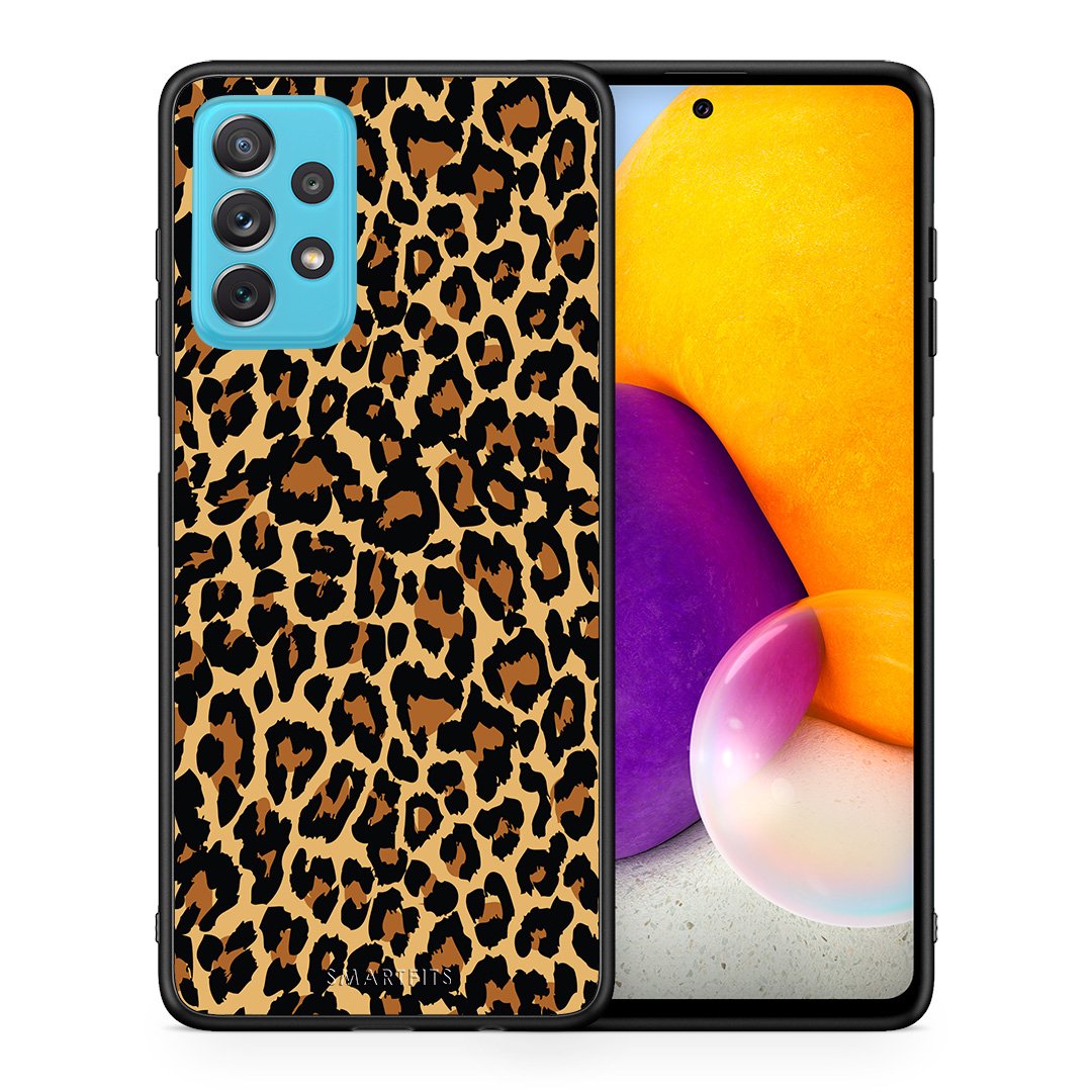 Θήκη Samsung A72 Leopard Animal από τη Smartfits με σχέδιο στο πίσω μέρος και μαύρο περίβλημα | Samsung A72 Leopard Animal case with colorful back and black bezels