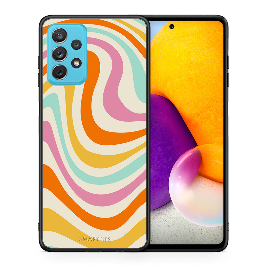 Θήκη Samsung A72 Colourful Waves από τη Smartfits με σχέδιο στο πίσω μέρος και μαύρο περίβλημα | Samsung A72 Colourful Waves case with colorful back and black bezels