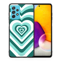 Thumbnail for Θήκη Samsung A72 Green Hearts από τη Smartfits με σχέδιο στο πίσω μέρος και μαύρο περίβλημα | Samsung A72 Green Hearts case with colorful back and black bezels