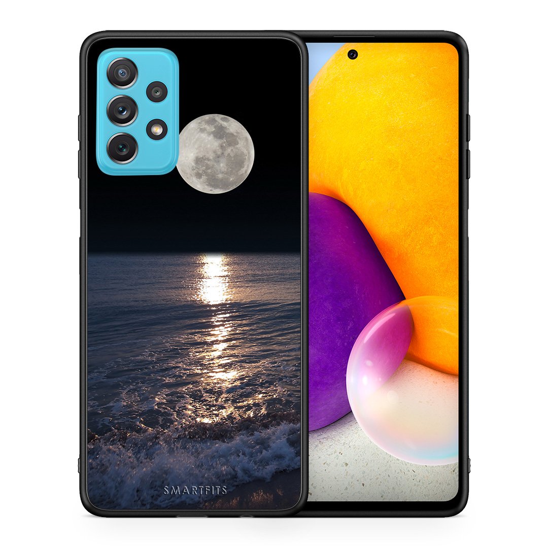 Θήκη Samsung A72 Moon Landscape από τη Smartfits με σχέδιο στο πίσω μέρος και μαύρο περίβλημα | Samsung A72 Moon Landscape case with colorful back and black bezels
