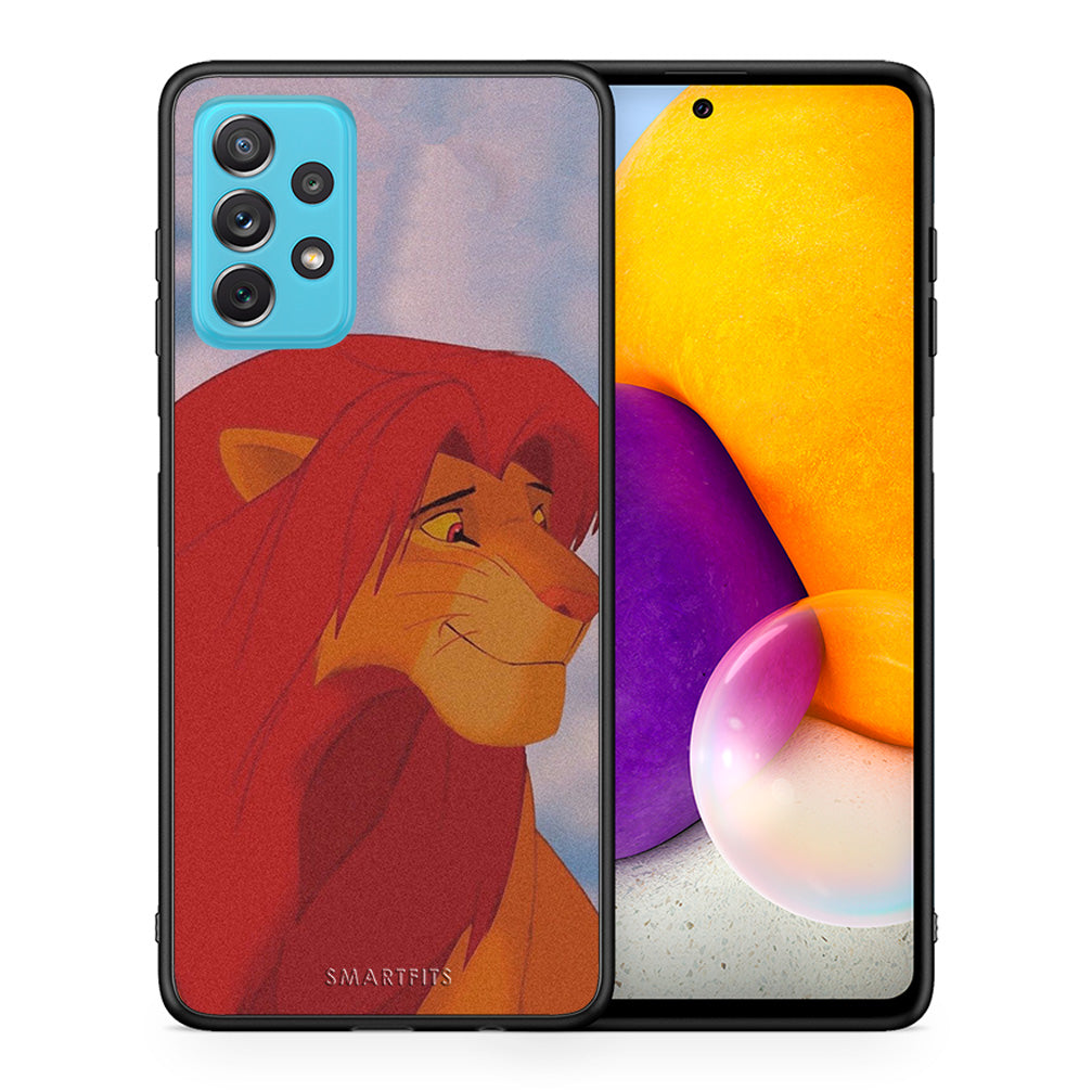 Θήκη Αγίου Βαλεντίνου Samsung A72 Lion Love 1 από τη Smartfits με σχέδιο στο πίσω μέρος και μαύρο περίβλημα | Samsung A72 Lion Love 1 case with colorful back and black bezels