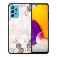 Thumbnail for Θήκη Samsung A72 Hexagon Pink Marble από τη Smartfits με σχέδιο στο πίσω μέρος και μαύρο περίβλημα | Samsung A72 Hexagon Pink Marble case with colorful back and black bezels