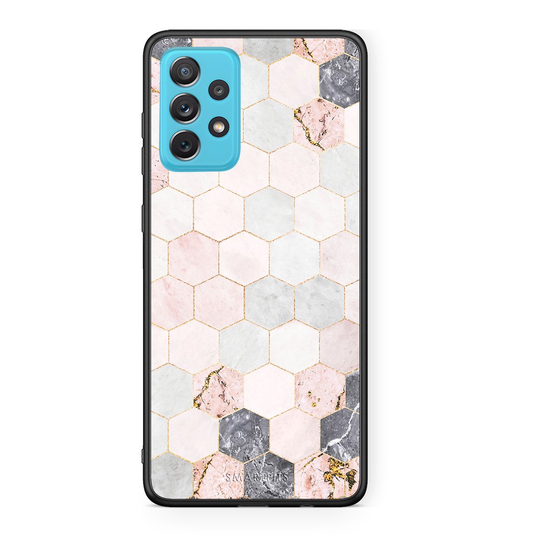 4 - Samsung A72 Hexagon Pink Marble case, cover, bumper
