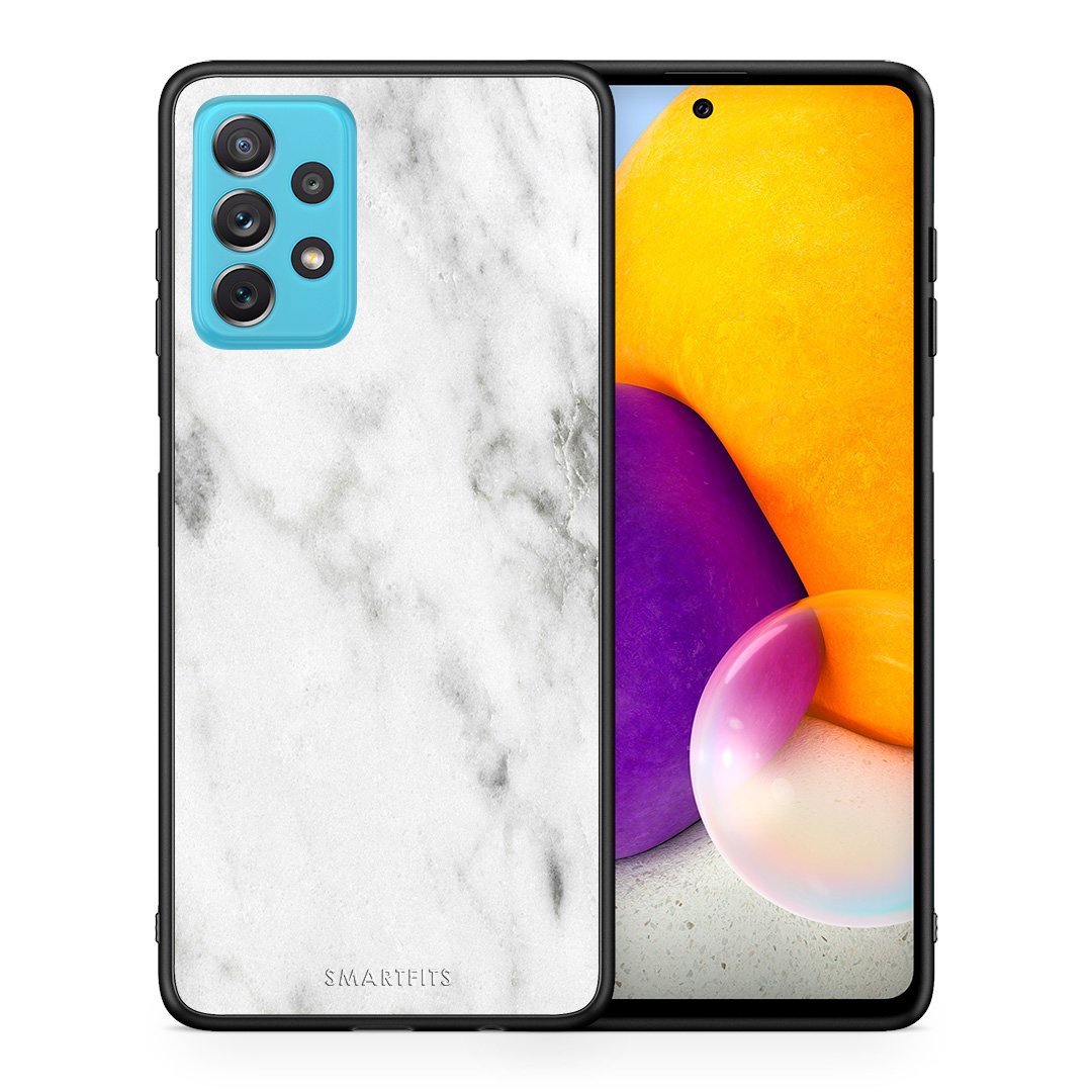 Θήκη Samsung A72 White Marble από τη Smartfits με σχέδιο στο πίσω μέρος και μαύρο περίβλημα | Samsung A72 White Marble case with colorful back and black bezels