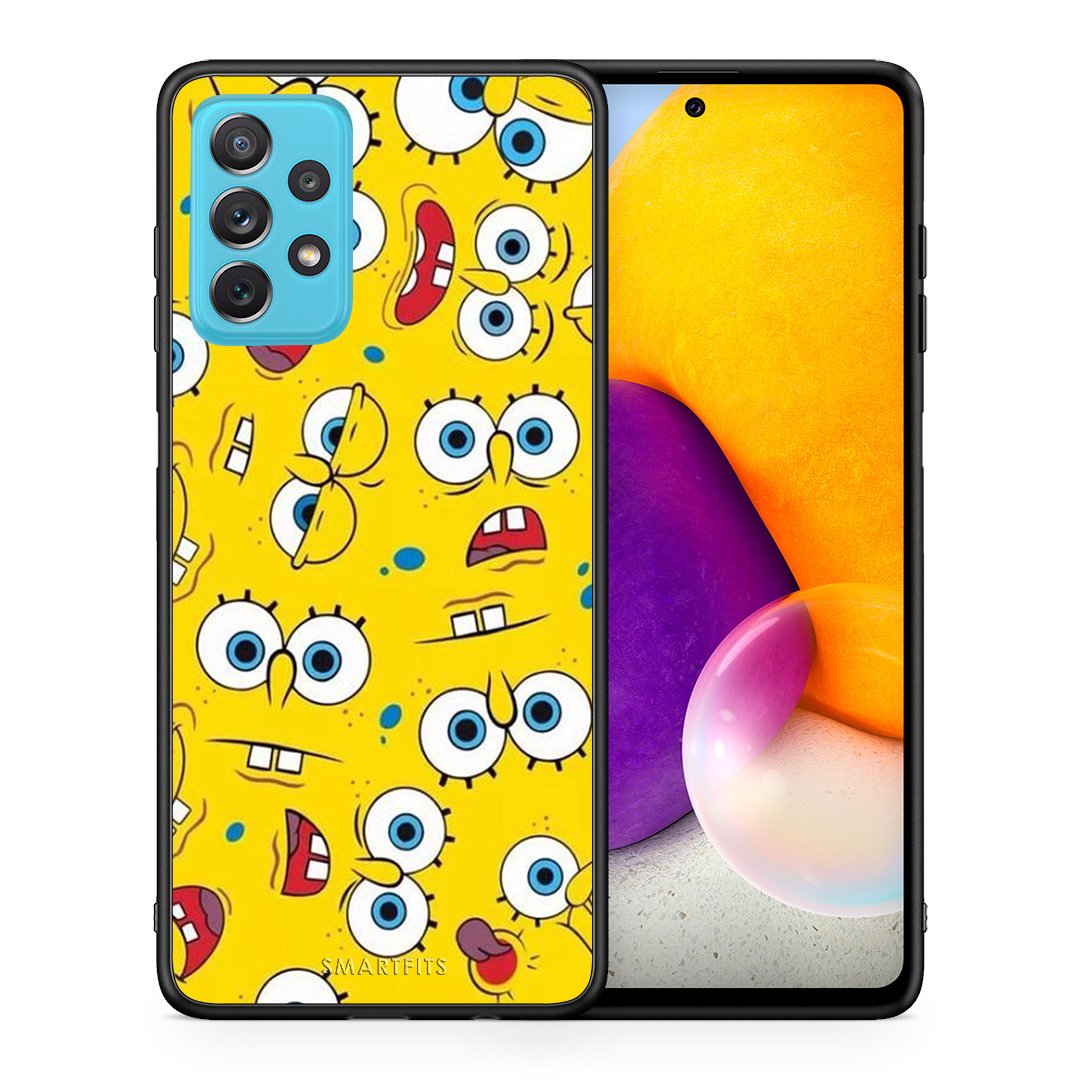 Θήκη Samsung A72 Sponge PopArt από τη Smartfits με σχέδιο στο πίσω μέρος και μαύρο περίβλημα | Samsung A72 Sponge PopArt case with colorful back and black bezels