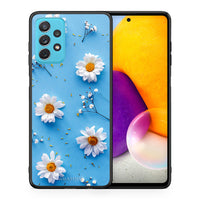 Thumbnail for Θήκη Samsung A72 Real Daisies από τη Smartfits με σχέδιο στο πίσω μέρος και μαύρο περίβλημα | Samsung A72 Real Daisies case with colorful back and black bezels