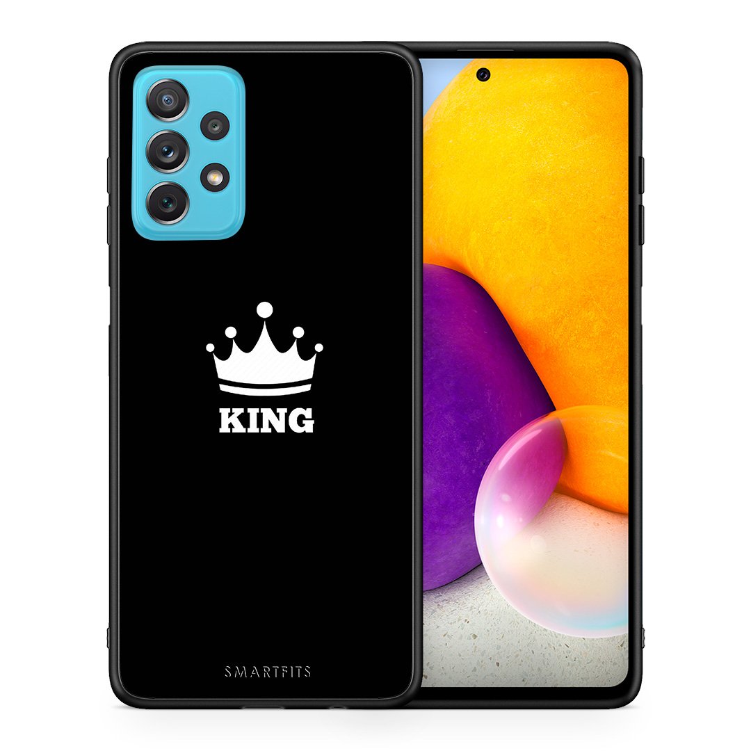 Θήκη Samsung A72 King Valentine από τη Smartfits με σχέδιο στο πίσω μέρος και μαύρο περίβλημα | Samsung A72 King Valentine case with colorful back and black bezels