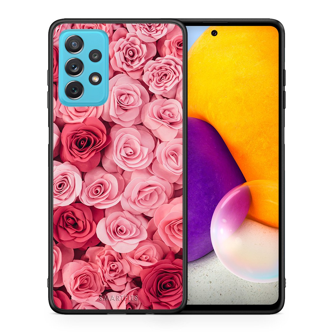 Θήκη Samsung A72 RoseGarden Valentine από τη Smartfits με σχέδιο στο πίσω μέρος και μαύρο περίβλημα | Samsung A72 RoseGarden Valentine case with colorful back and black bezels