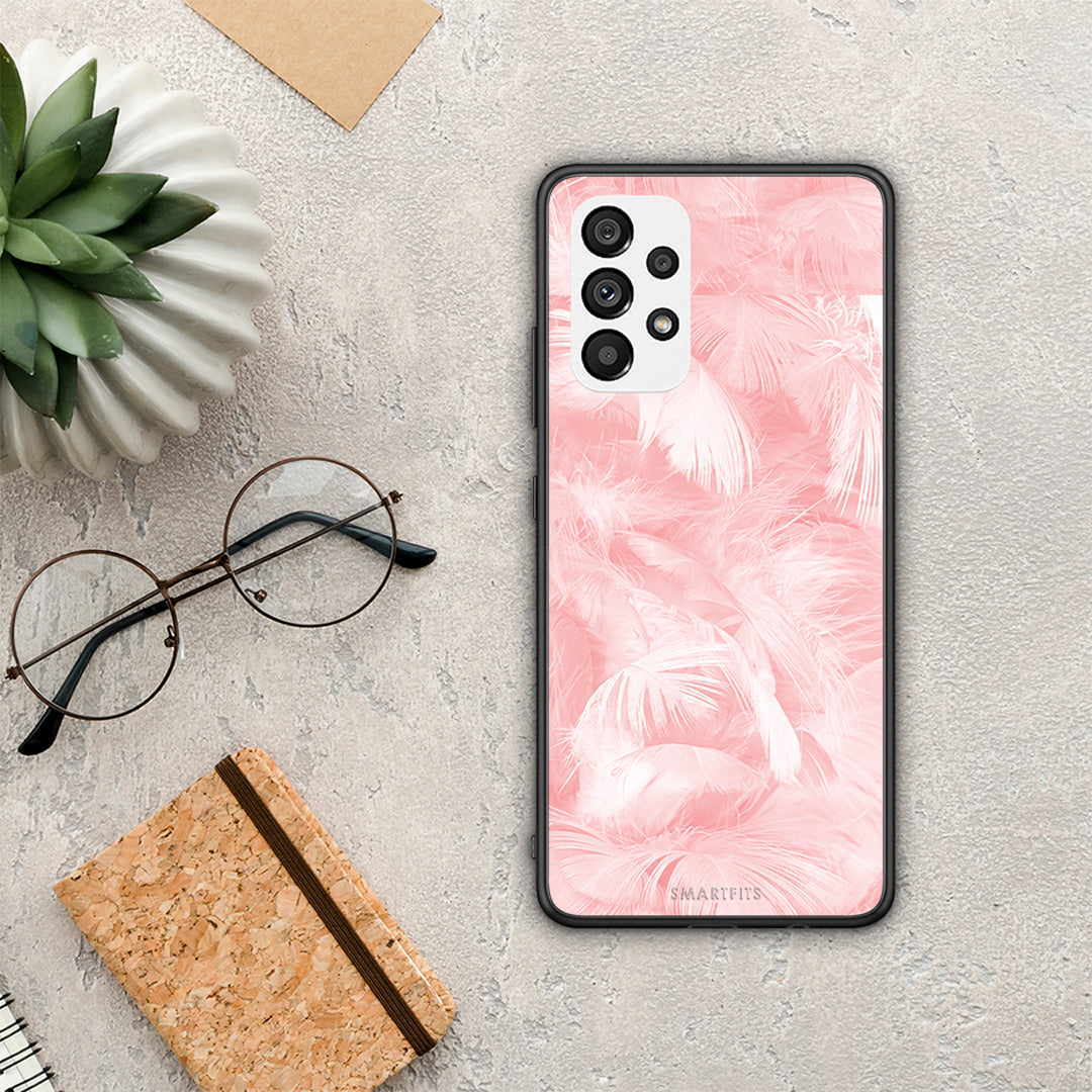 Boho Pink Feather - Samsung Galaxy A73 5G case