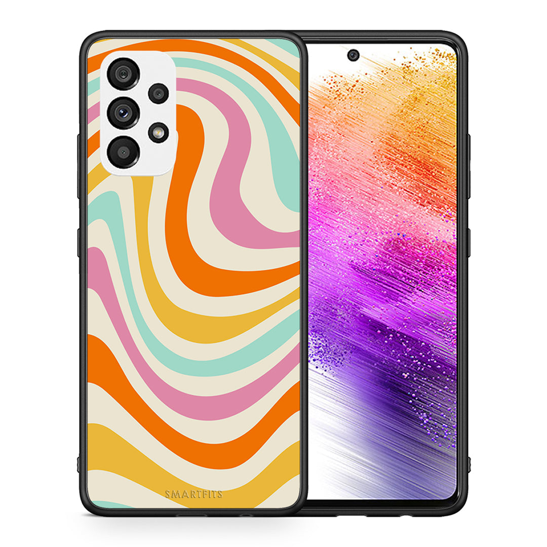 Θήκη Samsung A73 5G Colourful Waves από τη Smartfits με σχέδιο στο πίσω μέρος και μαύρο περίβλημα | Samsung A73 5G Colourful Waves case with colorful back and black bezels