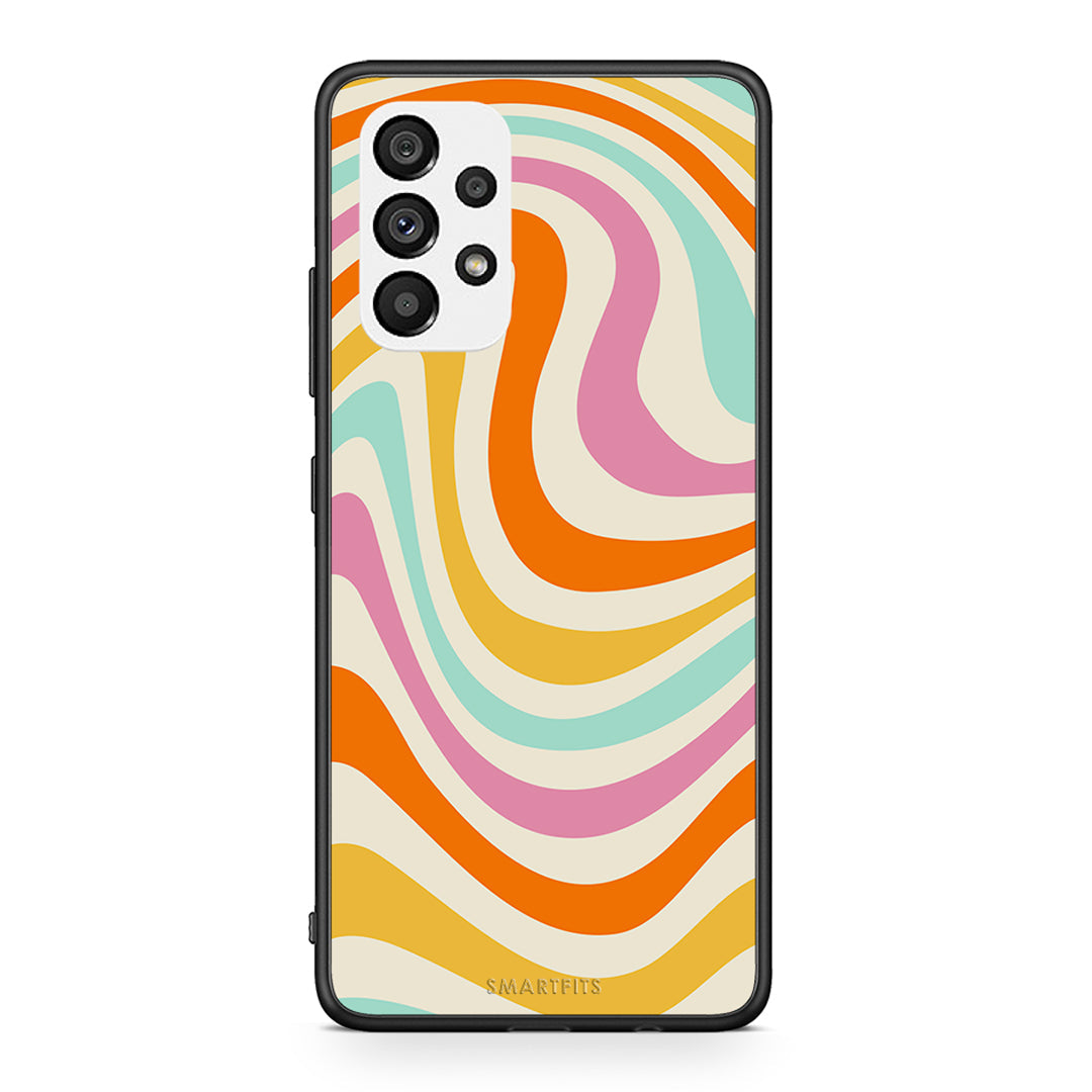 Samsung A73 5G Colourful Waves θήκη από τη Smartfits με σχέδιο στο πίσω μέρος και μαύρο περίβλημα | Smartphone case with colorful back and black bezels by Smartfits