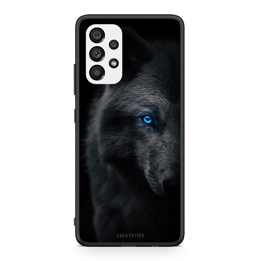 Samsung A73 5G Dark Wolf θήκη από τη Smartfits με σχέδιο στο πίσω μέρος και μαύρο περίβλημα | Smartphone case with colorful back and black bezels by Smartfits