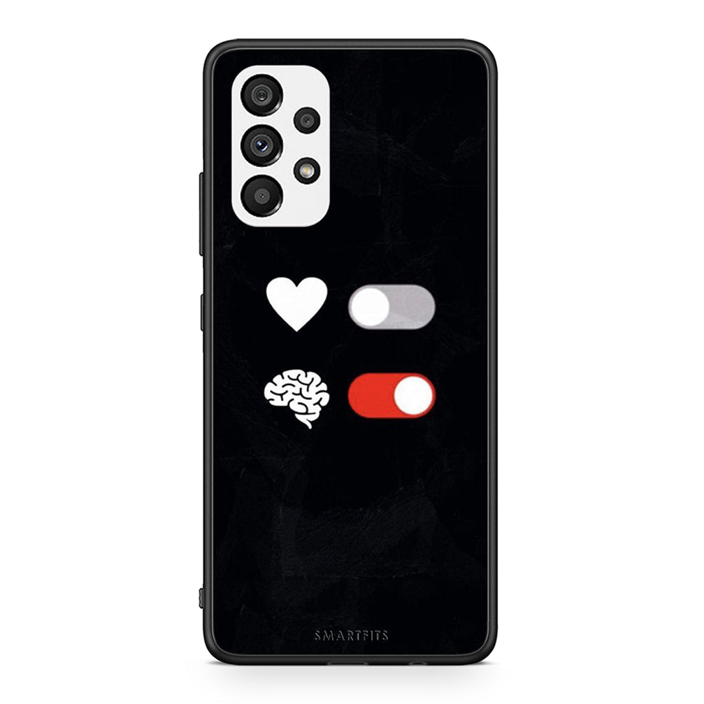 Samsung A73 5G Heart Vs Brain Θήκη Αγίου Βαλεντίνου από τη Smartfits με σχέδιο στο πίσω μέρος και μαύρο περίβλημα | Smartphone case with colorful back and black bezels by Smartfits