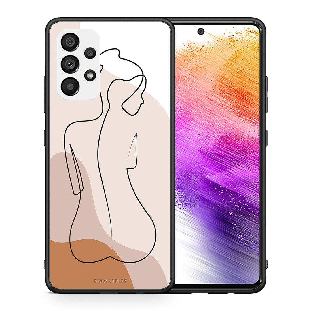 Θήκη Samsung A73 5G LineArt Woman από τη Smartfits με σχέδιο στο πίσω μέρος και μαύρο περίβλημα | Samsung A73 5G LineArt Woman case with colorful back and black bezels