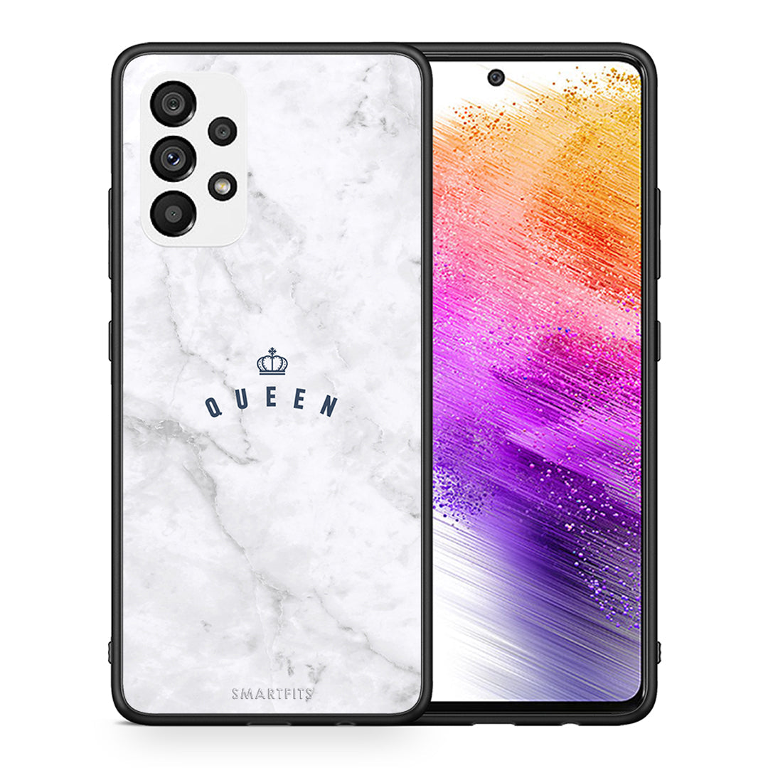 Θήκη Samsung A73 5G Queen Marble από τη Smartfits με σχέδιο στο πίσω μέρος και μαύρο περίβλημα | Samsung A73 5G Queen Marble case with colorful back and black bezels