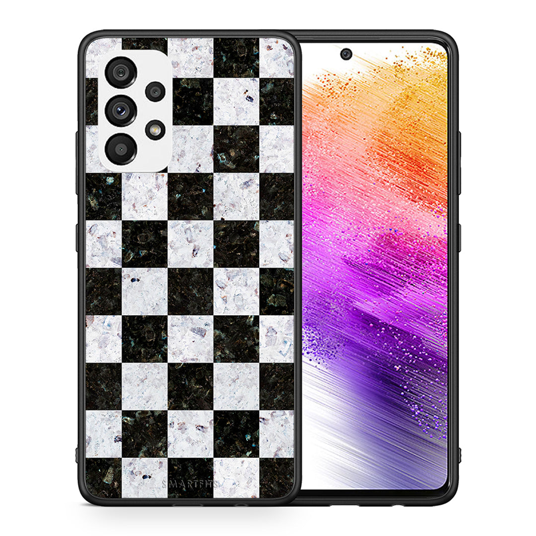 Θήκη Samsung A73 5G Square Geometric Marble από τη Smartfits με σχέδιο στο πίσω μέρος και μαύρο περίβλημα | Samsung A73 5G Square Geometric Marble case with colorful back and black bezels