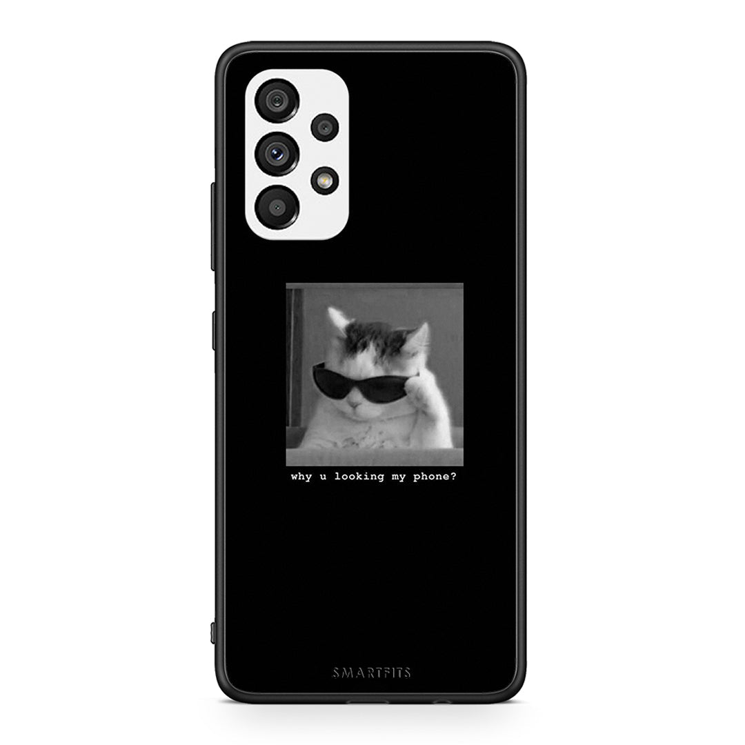 Samsung A73 5G Meme Cat θήκη από τη Smartfits με σχέδιο στο πίσω μέρος και μαύρο περίβλημα | Smartphone case with colorful back and black bezels by Smartfits