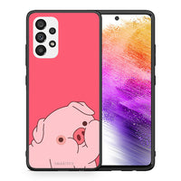 Thumbnail for Θήκη Αγίου Βαλεντίνου Samsung A73 5G Pig Love 1 από τη Smartfits με σχέδιο στο πίσω μέρος και μαύρο περίβλημα | Samsung A73 5G Pig Love 1 case with colorful back and black bezels