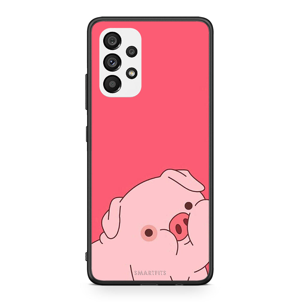 Samsung A73 5G Pig Love 1 Θήκη Αγίου Βαλεντίνου από τη Smartfits με σχέδιο στο πίσω μέρος και μαύρο περίβλημα | Smartphone case with colorful back and black bezels by Smartfits