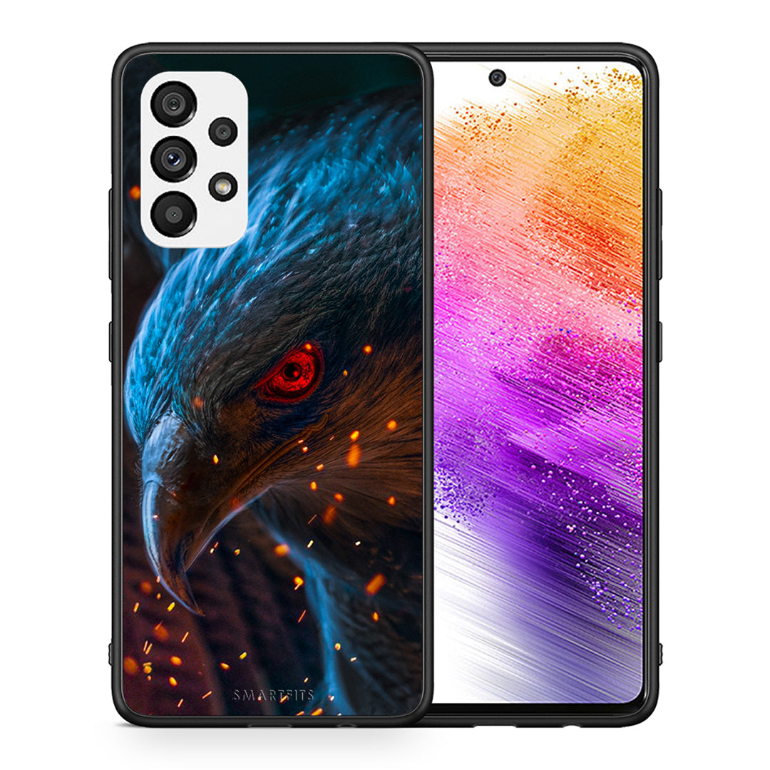 Θήκη Samsung A73 5G Eagle PopArt από τη Smartfits με σχέδιο στο πίσω μέρος και μαύρο περίβλημα | Samsung A73 5G Eagle PopArt case with colorful back and black bezels