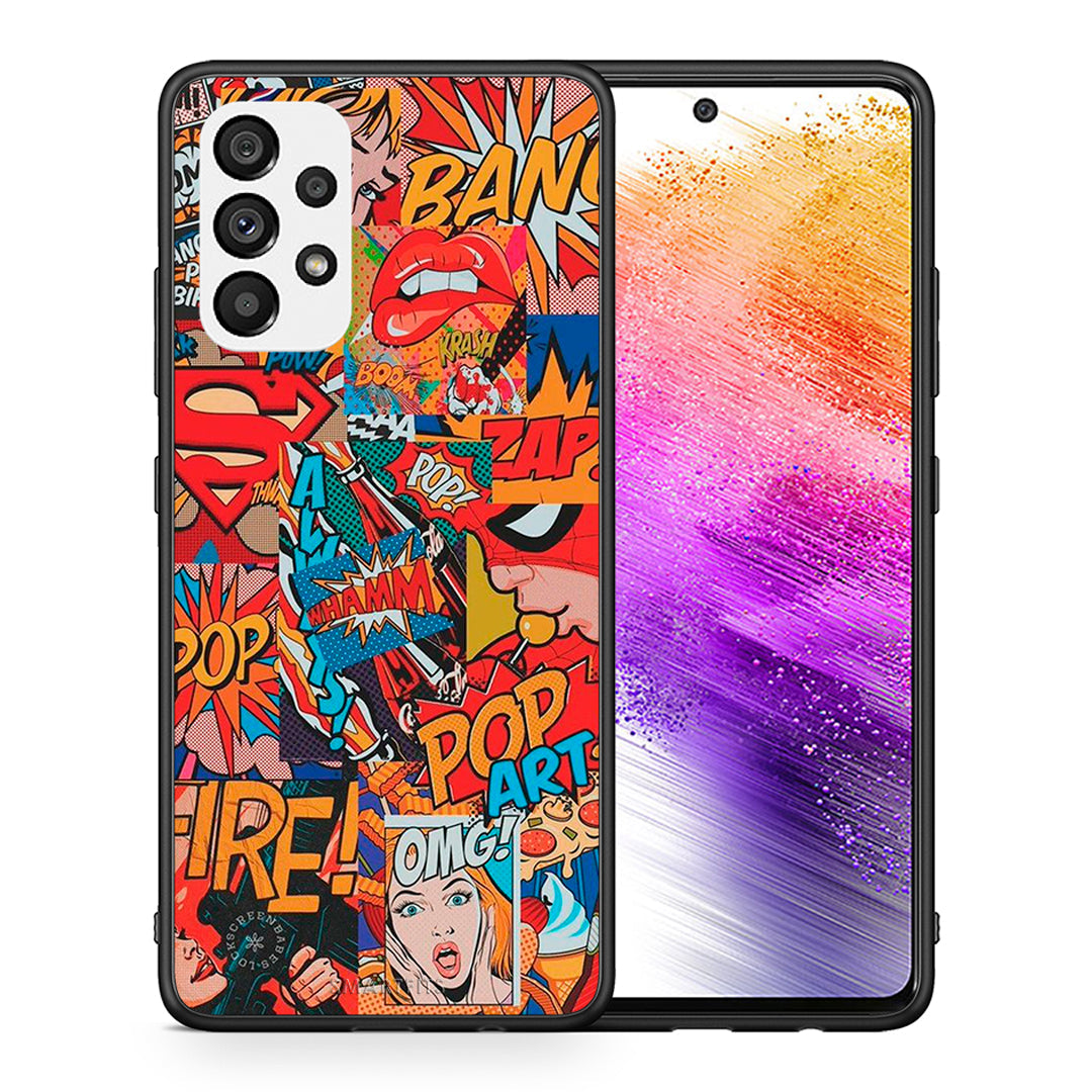 Θήκη Samsung A73 5G PopArt OMG από τη Smartfits με σχέδιο στο πίσω μέρος και μαύρο περίβλημα | Samsung A73 5G PopArt OMG case with colorful back and black bezels