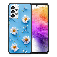 Thumbnail for Θήκη Samsung A73 5G Real Daisies από τη Smartfits με σχέδιο στο πίσω μέρος και μαύρο περίβλημα | Samsung A73 5G Real Daisies case with colorful back and black bezels