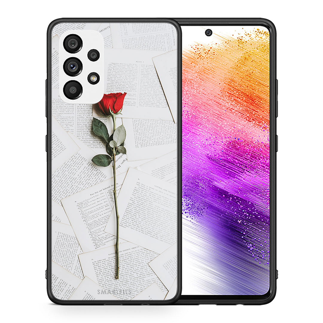 Θήκη Samsung A73 5G Red Rose από τη Smartfits με σχέδιο στο πίσω μέρος και μαύρο περίβλημα | Samsung A73 5G Red Rose case with colorful back and black bezels