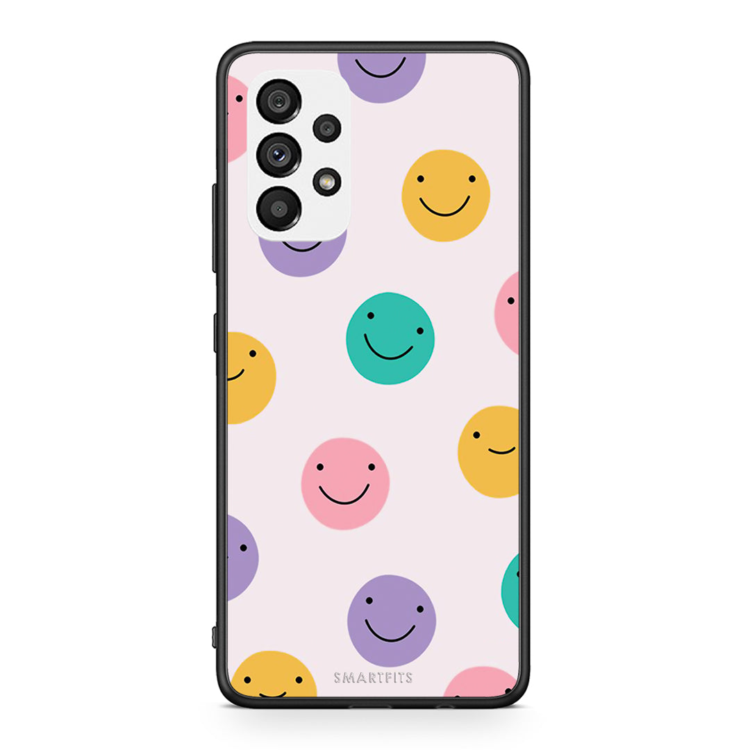 Samsung A73 5G Smiley Faces θήκη από τη Smartfits με σχέδιο στο πίσω μέρος και μαύρο περίβλημα | Smartphone case with colorful back and black bezels by Smartfits