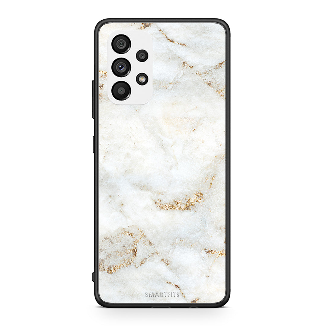 Samsung A73 5G White Gold Marble θήκη από τη Smartfits με σχέδιο στο πίσω μέρος και μαύρο περίβλημα | Smartphone case with colorful back and black bezels by Smartfits