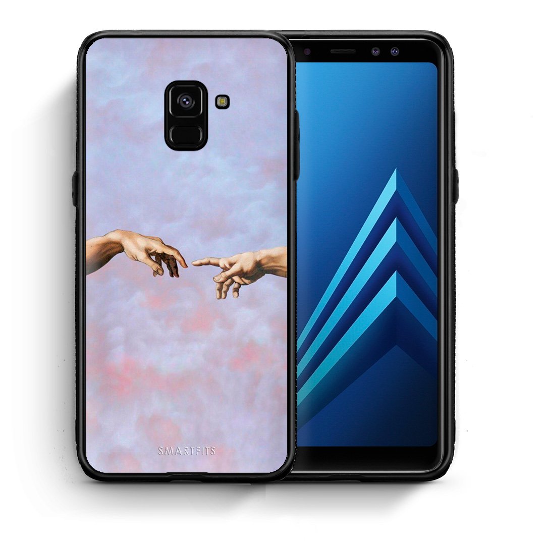 Θήκη Samsung A8 Adam Hand από τη Smartfits με σχέδιο στο πίσω μέρος και μαύρο περίβλημα | Samsung A8 Adam Hand case with colorful back and black bezels