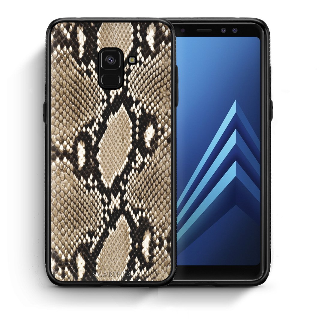 Θήκη Samsung A8 Fashion Snake Animal από τη Smartfits με σχέδιο στο πίσω μέρος και μαύρο περίβλημα | Samsung A8 Fashion Snake Animal case with colorful back and black bezels
