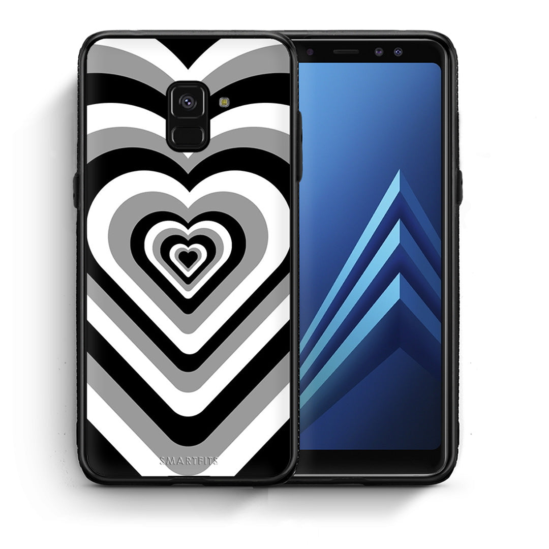 Θήκη Samsung A8 Black Hearts από τη Smartfits με σχέδιο στο πίσω μέρος και μαύρο περίβλημα | Samsung A8 Black Hearts case with colorful back and black bezels