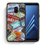 Thumbnail for Θήκη Samsung A8 Car Plates από τη Smartfits με σχέδιο στο πίσω μέρος και μαύρο περίβλημα | Samsung A8 Car Plates case with colorful back and black bezels