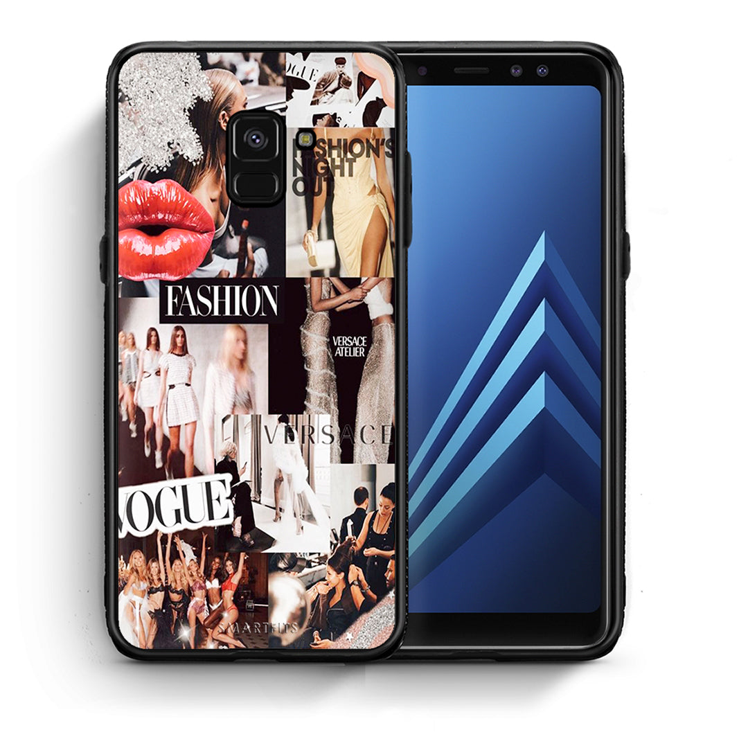 Θήκη Αγίου Βαλεντίνου Samsung A8 Collage Fashion από τη Smartfits με σχέδιο στο πίσω μέρος και μαύρο περίβλημα | Samsung A8 Collage Fashion case with colorful back and black bezels