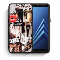 Thumbnail for Θήκη Αγίου Βαλεντίνου Samsung A8 Collage Fashion από τη Smartfits με σχέδιο στο πίσω μέρος και μαύρο περίβλημα | Samsung A8 Collage Fashion case with colorful back and black bezels